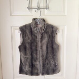 Vintage Earl Rutenberg Cynthia Gray Faux Fur‎ Vest Full Zip Small With Po…